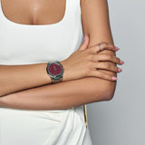 D1 Milano Ultra Thin Bordeaux Red Dial Silver Steel Strap Watch for Unisex - D1-UTBJ11