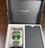 D1 Milano Square Eden Green Dial Silver Steel Strap Watch for Men - D1-SQBJ06