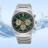 Seiko Sport Conceptual Chronograph Green Dial Silver Steel Strap Watch for Men - SSB461P1