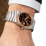 Tissot PRX Powermatic 80 18K Gold Brown Dial Silver Steel Strap Watch for Men - T931.407.41.291.00