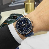 Maserati Sorpasso Chronograph Blue Dial Blue Leather Strap Watch for Men - R8871624009