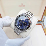 Seiko Prospex Speedtimer Solar Chronograph Blue Dial Silver Steel Strap Watch for Men - SSC815