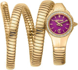 Just Cavalli Vita Purple Dial Gold Steel Strap Watch for Women - JC1L355M0035