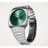 D1 Milano Square Eden Green Dial Silver Steel Strap Watch for Men - D1-SQBJ06