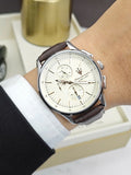 Maserati Sorpasso Chronograph White Dial Brown Leather Strap Watch for Men - R8871624010