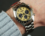 Seiko Prospex Speedtimer Solar Chronograph Gold Dial Silver Steel Strap Watch for Men - SSC817