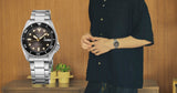 Seiko 5 Sports SKX Street Stonewash Black Dial Silver Steel Strap Watch for Men - SRPL79K1