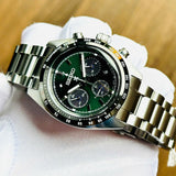 Seiko Prospex Speedtimer Solar Chronograph Green Dial Silver Steel Strap Watch for Men - SSC933