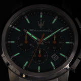 Maserati Successo Chronograph Green Dial Silver Steel Strap Watch for Men - R8873621043