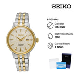 Seiko Presage Cocktail Time Automatic Diamonds White Dial Two Tone Steel Strap Watch for Women - SRE010J1