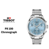 Tissot PR 100 Chronograph Light Blue Dial Silver Steel Strap Watch for Men - T150.417.11.351.00