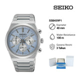 Seiko Conceptual Chronograph Ice Blue Dial Silver Steel Strap Watch for Men - SSB459P1