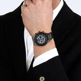 Maserati Stile Skeleton Chronograph Blue Dial Grey Steel Strap Watch for Men - R8873642012