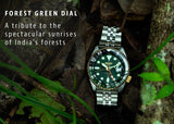 Seiko 5 Sports Forest Green Sunrise Limited Edition Green Dial Silver Steel Strap Watch for Men - SSK050K1