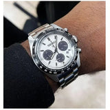 Seiko Prospex Speedtimer Solar Chronograph White Dial Silver Steel Strap Watch for Men - SSC813