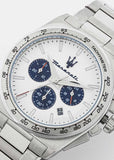 Maserati Velocità Chronograph White Dial Silver Steel Strap Watch for Men - R8873652007