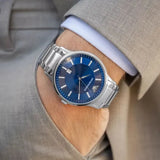 Emporio Armani Renato Blue Dial Silver Steel Strap Watch for Men - AR11180