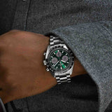 Seiko Prospex Speedtimer Solar Chronograph Green Dial Silver Steel Strap Watch for Men - SSC933