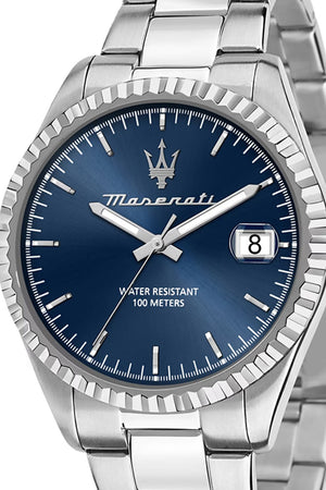 Maserati Competizione Blue Dial Silver Steel Strap Watch for Men - R8853100029