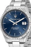 Maserati Competizione Blue Dial Silver Steel Strap Watch for Men - R8853100029