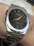 D1 Milano Ultra Thin Matte Black Dial Silver Steel Strap Watch for Men - D1-UTBJ40