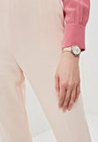 Emporio Armani Modern Silver Dial Pink Leather Strap Watch for Women - AR11160