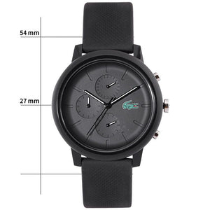 Lacoste 12.12 Chronograph Black Dial Black Silicon Strap Watch for Men - 2011243