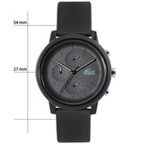 Lacoste 12.12 Chronograph Black Dial Black Silicon Strap Watch for Men - 2011243