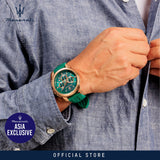 Maserati Successo Chronograph Green Dial Green Silicone Strap Watch for Men - R8871621038