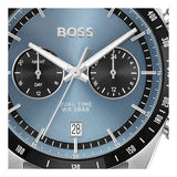 Hugo Boss Tourmaster Chronograph Blue Dial Silver Steel Strap Watch for Men - 1514286