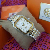 Tory Burch Robinson White Dial Two Tone Steel Strap Watch for Women - TBW1501