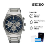 Seiko Conceptual Chronograph Blue Dial Silver Steel Strap Watch for Men- SSB453P1