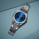 D1 Milano Ultra Thin Blue Dial Silver Steel Strap Watch for Men - D1-UTBJ09