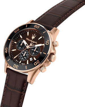 Maserati Competizione Chronograph Brown Dial Brown Leather Strap Watch for Men - R8871600001