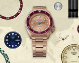 Seiko 5 Sports 55th Anniversary Limited Edition Rose Gold Dial Rose Gold Steel Strap Watch for Men - SRPK08K1