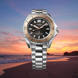 Seiko Prospex Polygonal Sea Diver Automatic Black Dial Silver Steel Strap Watch for Men - SPB485J1