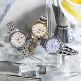 Seiko Presage Cocktail Time Automatic Skydiving Diamonds Blue Dial Silver Steel Strap Watch for Women - SRE007J1