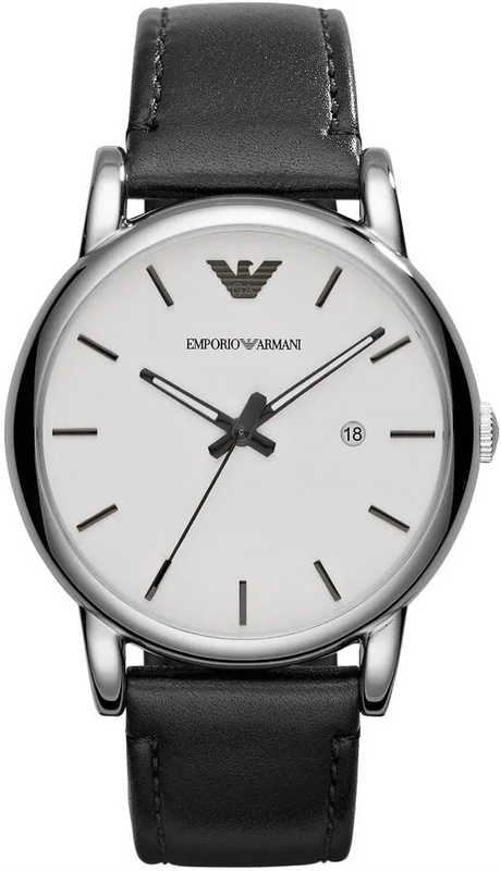Emporio Armani Luigi White Dial Black Leather Strap Watch for Men - AR1694