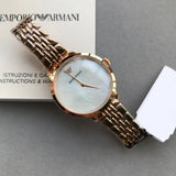 Emporio Armani Modern Mother of Pearl White Dial Rose Gold Steel Strap Watch for Women - AR11158