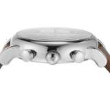 Emporio Armani Luigi Chronograph Silver Dial Brown Leather Strap Watch for Men - AR1846