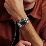 Citizen Tsuyosa 60 Automatic Black Dial Silver Steel Strap Watch for Men - NK0020-55E