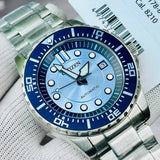 Citizen Mechanical Automatic Blue Dial Silver Steel Strap Watch for Men - NJ0178-81M
