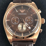 Emporio Armani Classic Chronograph Brown Dial Brown Leather Strap Watch for Men - AR0371