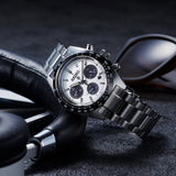 Seiko Prospex Speedtimer Solar Chronograph White Dial Silver Steel Strap Watch for Men - SSC813