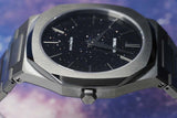 D1 Milano Ultra Thin Aventurine Black Dial Silver Steel Strap Watch for Men - D1-UTBJ29