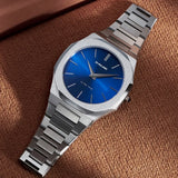 D1 Milano Ultra Thin Blue Dial Silver Steel Strap Watch for Men - D1-UTBJ09