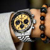 Seiko Prospex Speedtimer Solar Chronograph Gold Dial Silver Steel Strap Watch for Men - SSC817
