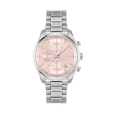 Hugo Boss Grand Tour Chronograph Pink Mother of Pearl Dial Silver Steel Strap Watch for Women - 1502765