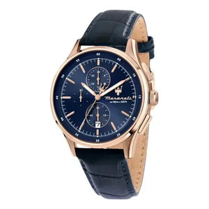 Maserati Sorpasso Chronograph Blue Dial Blue Leather Strap Watch for Men - R8871624009