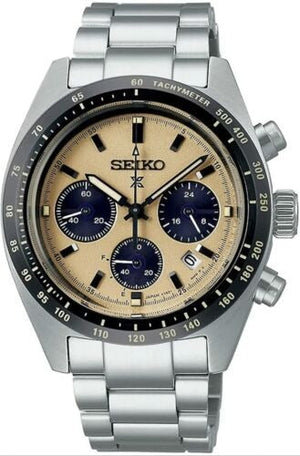 Seiko Prospex Speedtimer Solar Chronograph Gold Dial Silver Steel Strap Watch for Men - SSC817